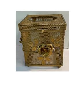 Caja de pañuelos de Metal chapado en oro con diseño acanalado, mesa de comedor de cocina, hospitalidad decorativa con tamaño y logotipo personalizados - Product Image 5