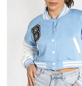 Chaqueta Varsity Corta Informal para Mujer, Estampada, de Lona, 100% Algodón Ecológico, Acolchada, Transpirable, con Mangas Completas - Product Image 5