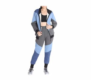 Nueva moda para mujer, venta al por mayor, de 2 piezas Sudadera con capucha, chándal liso en blanco con logotipo impreso personalizado, chándal con cremallera para niñas - Product Image 2