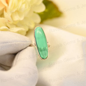 Anillo de ajuste de bisel ovalado de fluorita verde de Plata de Ley 925 sólida superventas Hydro 10x30mm largo para mujer joyería fina hecha a mano - Product Image 4