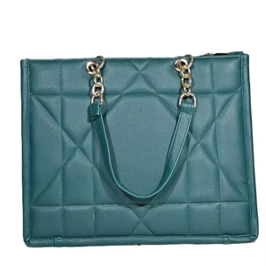 Bolsa de Mano Grande Impermeable de PU para Otoño/Invierno, con Diseño de Letras y Cadenas, Reutilizable, Resistente, para Uso Diario, para Mujer - Product Image 1