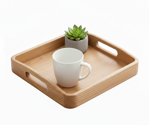 Bandeja de Servir de Madera Maciza Hecha a Mano de Primera Calidad, Bandeja de Madera Natural para Desayuno y Aperitivos para Cocina, Comedor, Hotel y Uso Doméstico - Product Image 3