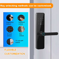 Cerradura Inteligente para Puerta Interior de Madera con Manija, Entrada con Llave de Hotel, Reconocimiento de Huella Dactilar, Carga de Emergencia USB, Cerraduras Inteligentes
