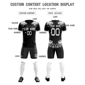 Nouveauté 2026 – Maillot de football personnalisé élégant et économique, ensemble complet noir et blanc, tenue de football en gros - Product Image 2