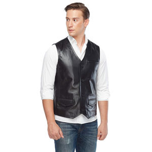 Chaleco de Cuero Personalizable al por Mayor para Hombre, Prenda Exterior, Nuevo Diseño Más Vendido, Transpirable, con Cremallera, de Calidad para Motocicleta - Product Image 6