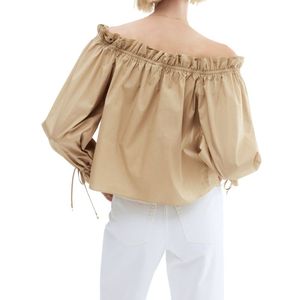 Blusa con hombros descubiertos para mujer, blusa holgada de manga larga con volantes, blusas informales con estilo, camisas para mujer - Product Image 2