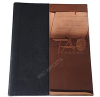 Fabricants exportateurs de carnets de menu en cuir véritable bronze personnalisés, dossiers de factures d'hôtel, avec logo personnalisé, marque M&Z IMPORTS, certifiés ISO