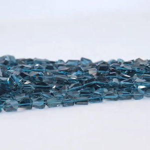 Perles de topaze bleue de Londres naturelle de qualité supérieure, forme de pépite simple, 8-12 mm, brin de 16 pouces pour la fabrication de bijoux - Product Image 3