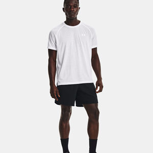 Bermudas de cintura media para hombre de alta calidad, pantalones cortos tejidos informales hasta la rodilla con características antiarrugas y estampado - Product Image 3