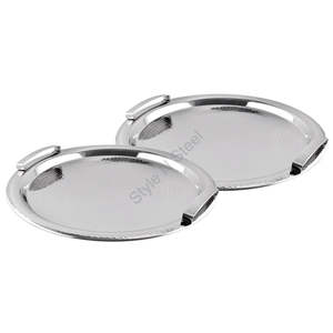 Bandeja Redonda de Acero Inoxidable para Servir, Bandeja con Doble Mango de Patti, Diseño Martillado Ecológico, Plata, Tamaño Grande, Venta Al por Mayor - Product Image 2
