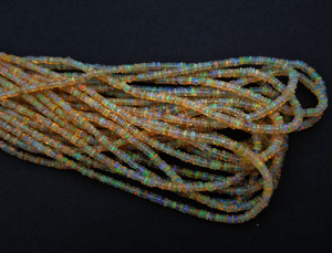 Opale de feu éthiopienne de qualité AA 3-4mm Rondell lisse à facettes 25 CT perles 16 pouces de long pierres précieuses traitées thermiquement pierres précieuses en vrac - Product Image 5