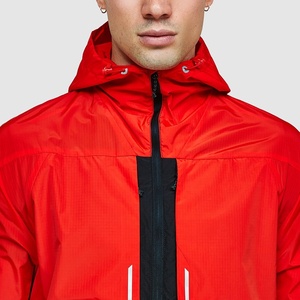 Veste coupe-vent rouge de marque pour homme, design personnalisé, blocs de couleur, légère, 100% polyester, 2024 - Product Image 4
