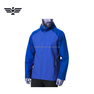 Veste d'extérieur respirante coupe-vent en toile bicolore avec logo personnalisé sur le devant et col montant fin pour homme - Product Image 3