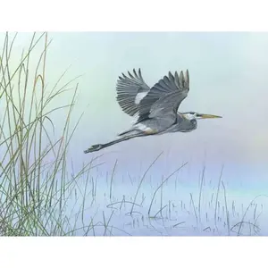 Heron Mike Brown Bird Art MBA010AT Accent & Decor Tile Wall Accent Producto - Product Image 1