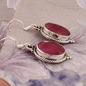 Boucles d'oreilles en argent Sterling 925 avec pierres précieuses rubis de qualité supérieure, pour mariage, en argent Antique, cadeau d'anniversaire - Product Image 3