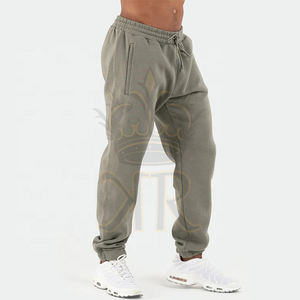 กางเกงสเวตเตอร์ของผู้ชายผ้าฟลีซผ้าโพลีเอสเตอร์เอวสูงมีซิปแบบลำลองโอเวอร์ไซส์ - Product Image 2