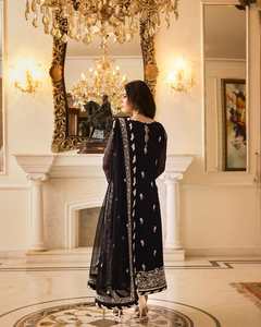 Indien pakistanais dernière mousseline de soie brodée Salwar Kameez avec maçonnerie lourde Collection de mariage de luxe vente chaude robe 0395 - Product Image 3