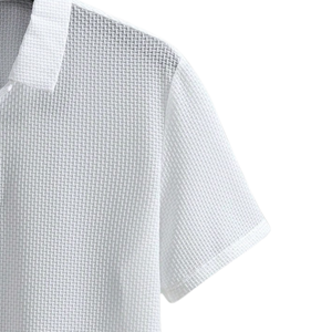 Mens <b>White</b> Solid Knit for Shirt Short Sleeve Breathable Casual Golf Front 6XL Soft Lightweight Regular Fit Summer Fashion <b>Top</b> - Product Image 3