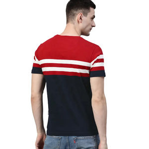 เสื้อยืดคอกลมสำหรับผู้ชายเสื้อแบบปิดกั้นสีกรมท่าและแดงเสื้อยืดสำหรับผู้ชายแบบนุ่มสำหรับขายส่ง2025 - Product Image 3