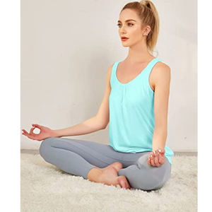 Camiseta sin mangas de algodón para mujer, camiseta informal básica de entrenamiento, camiseta sin mangas para gimnasio y yoga - Product Image 5