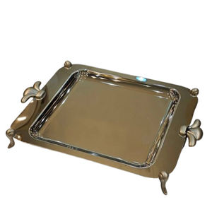 Plateaux décoratifs pour la maison pour une utilisation de longue durée Plateaux de service en métal plaqué argent au design luxueux et moderne créatifs - Product Image 1