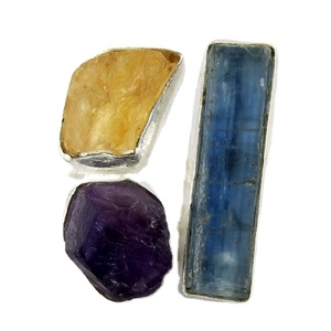 Anillos de Plata de Ley 925 con Piedras de Meditación Citrino, Cianita y Amatista de Shri Ashapura Jewels, Estilo Bohemia con Engaste de Bisel, Cristianos - Product Image 1
