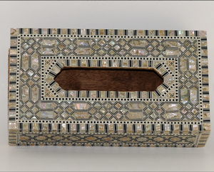 Porte-serviettes en bois MDF fait à la main MOP haute qualité décorations pour la maison élégantes boîte à mouchoirs en nacre d'Inde - Product Image 5