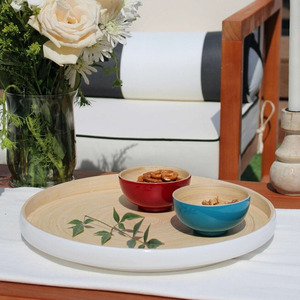 Sustainable fruit snack serving <b>tray</b> luxury large spun bamboo wooden <b>trays</b> for food <b>catering</b> - Product Image 6