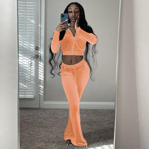 Primavera 2023 Conjunto de chándal deportivo de 2 piezas de lana de talla grande en blanco personalizado al por mayor Chándales de poliéster y algodón para mujer - Product Image 4