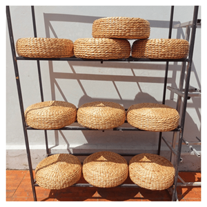 Water Hyacinth Cushion Pad Hyacinth woven pad with <b>polyester</b> <b>filling</b> for floor sitting and boutique décor Vietnam made - Product Image 5