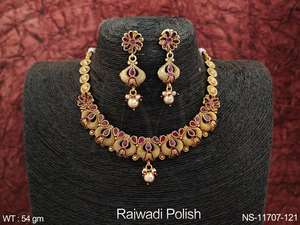 Antique <b>Jewellery</b> Designer Rajwadi Plated Party Wear Necklace - Product Image 3