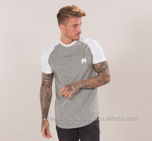 OEM al por mayor 95% algodón 5% Elastano hombres Slim Fit camiseta caída más larga dobladillo curvo cuello redondo músculo Fitness hombres gimnasio camisetas - Product Image 5