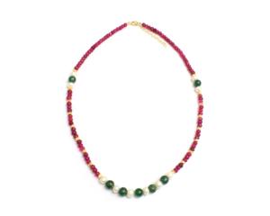 Collier pendentif en argent Sterling 925 avec perle d'eau douce naturelle et émeraude rubis teinte pour femmes et filles - Product Image 3