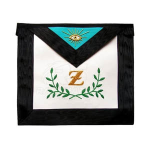 Delantal Masónico de Lujo, Combinación de Cuero y Terciopelo, Bordado, con Símbolo de Logia Azul, Delantal de Francmasonería - Product Image 4