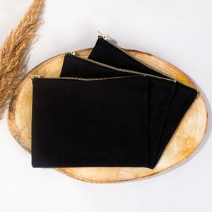 Eco-Friendly Cotton Zipper Clutch <b>Bag</b> 8x6 <b>Black</b> PVC Makeup Organizer Reusable Cosmetic Pouch - Product Image 2