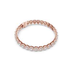 Pulsera de tenis con halo de diamantes de laboratorio de 7.04 CT, corte esmeralda y brillante redondo, VVSVS EF CVD, oro de 10, 14 y 18 quilates y plata 925 - Product Image 5