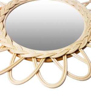 La mejor colección de espejos de pared planos de lujo modernos Art Deco Decoración para el hogar Ratán natural para dormitorio Baño Sala de estar de vidrio - Product Image 3