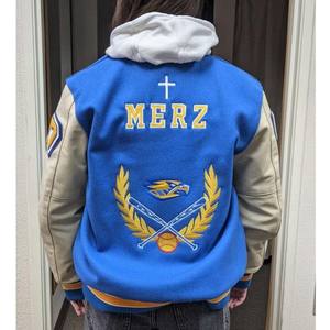 เสื้อแจ็กเก็ตทีมเบสบอลสำหรับผู้ชายเสื้อแจ็กเก็ตเลตเตอร์แมนดีไซน์ตามสั่งแผ่นปะติดผ้ากำมะหยี่ระบายอากาศ - Product Image 2