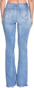 Jeans évasés taille haute pour femmes à la mode personnalisés pour des looks vintage et décontractés Jeans évasés extensibles pour femmes élégantes et respirants - Product Image 2
