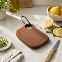 Planche à découper en bois d'acacia massif, épaisse, faite à la main, durable, avec sangle en cuir pour la cuisine et la découpe du pain