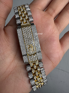 Người Đàn Ông Sang Trọng Moissanite Tự Động Đồng Hồ Con Trỏ Quay Số Hiển Thị 904L Thép Không Gỉ Tùy Chỉnh Thiết Kế Hai Tone Mạ Kim Cương Đồng Hồ - Product Image 5