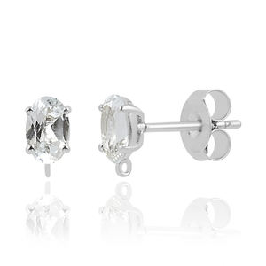 Luxury fine jewelry <b>earrings</b> 925 sterling <b>silver</b> white topaz gemstone <b>stud</b> <b>earring</b> jewelry fashion <b>earrings</b> manufacturer - Product Image 3