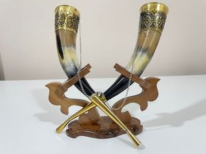 Atrapasueños Inspirado en la Era Vikinga de S.SONS, Diseño en Negro Pulido, Imitación de Cuerno de Búfalo, Estilo Europeo, Personalizable - Product Image 4
