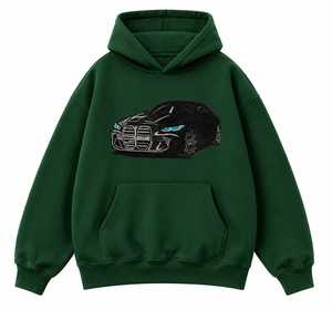 Sweat à capuche unisexe surdimensionné avec motif de voiture de sport brodé, style streetwear, avec design de voiture de luxe brodé - Product Image 6