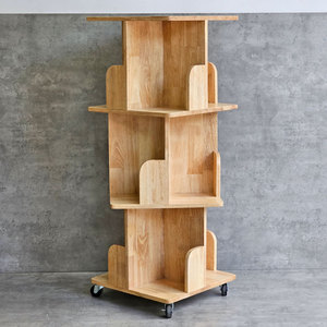 KS68189 Natural Wood 3-Tier Mobile Bookshelf Standing Type Office <b>Organizer</b> - Product Image 4