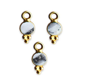 Jolie pierre précieuse Dendrite opale 4mm argent Sterling 925 plaqué or pendentif taillé à facettes avec lunette fantaisie ensemble pendentifs à breloques fines - Product Image 1