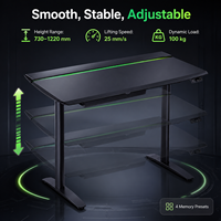 Escritorio Gaming con Altura Ajustable y Superficie Suave al Tacto, Rango de Elevación de 730-1220 mm, Motor Silencioso, Ecológico, Garantía de 3 Años para Estaciones de Trabajo de Esports