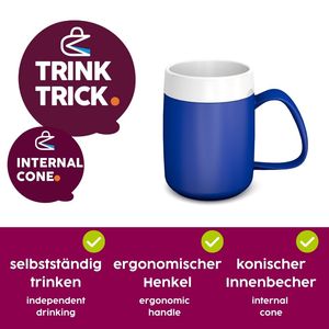 Taza ORNAMIN con cono interno - Taza para beber para el cuidado de la salud, con asa ergonómica para personas mayores y usuarios con discapacidad - Product Image 5