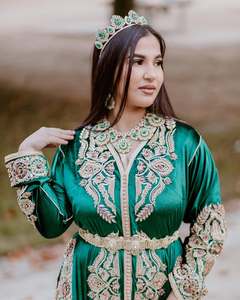 ปลอกแขนตาข่ายผ้าไหมสีเขียวป้องกันไฟฟ้าสถิตย์สไตล์ลำลองสำหรับชาวมุสลิมแบบดั้งเดิมปักลายแบบชาวโมร็อกโกและสามารถปรับแต่งได้อย่างเต็มที่ - Product Image 4