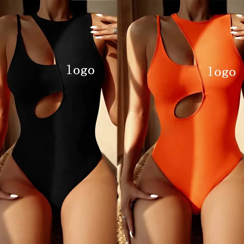 Bán Sỉ Tùy Chỉnh Mới Bikini 2023 Tùy Chỉnh Đồ Bơi Một Mảnh Gợi Cảm Xẻ Eo Cao Màu Trơn Thiết Kế Logo Tùy Chỉnh
